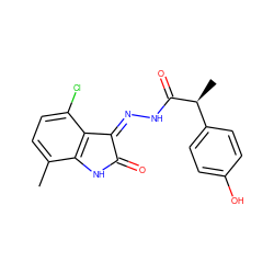 Cc1ccc(Cl)c2c1NC(=O)/C2=N\NC(=O)[C@@H](C)c1ccc(O)cc1 ZINC000072181645