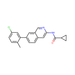 Cc1ccc(Cl)cc1-c1ccc2cc(NC(=O)C3CC3)ncc2c1 ZINC000169700105