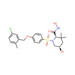 Cc1ccc(Cl)cc1COc1ccc(S(=O)(=O)N2C[C@H](O)CC(C)(C)[C@@H]2C(=O)NO)cc1 ZINC000165520801