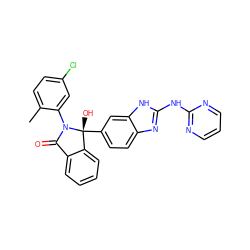 Cc1ccc(Cl)cc1N1C(=O)c2ccccc2[C@@]1(O)c1ccc2nc(Nc3ncccn3)[nH]c2c1 ZINC000116258009