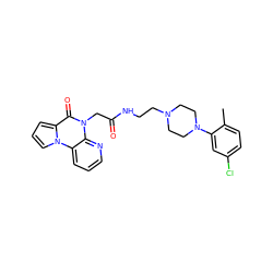 Cc1ccc(Cl)cc1N1CCN(CCNC(=O)Cn2c(=O)c3cccn3c3cccnc32)CC1 ZINC000063552070