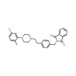 Cc1ccc(Cl)cc1N1CCN(CCc2ccc(CN3C(=O)c4ccccc4C3=O)cc2)CC1 ZINC000213941576