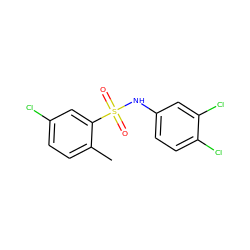 Cc1ccc(Cl)cc1S(=O)(=O)Nc1ccc(Cl)c(Cl)c1 ZINC000053296388