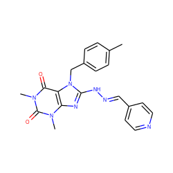 Cc1ccc(Cn2c(N/N=C/c3ccncc3)nc3c2c(=O)n(C)c(=O)n3C)cc1 ZINC000005026810