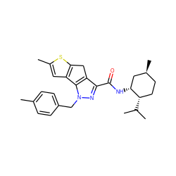 Cc1ccc(Cn2nc(C(=O)N[C@@H]3C[C@@H](C)CC[C@@H]3C(C)C)c3c2-c2cc(C)sc2C3)cc1 ZINC000299832312