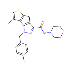 Cc1ccc(Cn2nc(C(=O)NN3CCOCC3)c3c2-c2c(C)csc2C3)cc1 ZINC000299831717