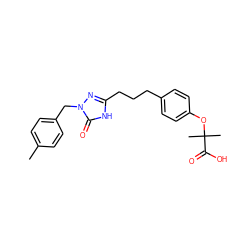 Cc1ccc(Cn2nc(CCCc3ccc(OC(C)(C)C(=O)O)cc3)[nH]c2=O)cc1 ZINC000000595076