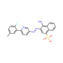 Cc1ccc(F)c(-c2ccc(/N=N/c3cc(S(=O)(=O)O)c4ccccc4c3N)cn2)c1 ZINC000201508810