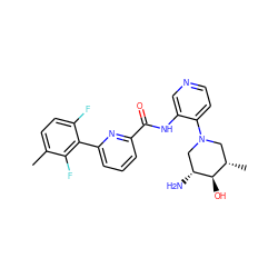 Cc1ccc(F)c(-c2cccc(C(=O)Nc3cnccc3N3C[C@H](C)[C@@H](O)[C@H](N)C3)n2)c1F ZINC000140245756