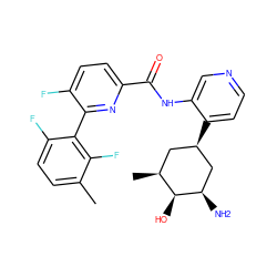 Cc1ccc(F)c(-c2nc(C(=O)Nc3cnccc3[C@@H]3C[C@H](C)[C@H](O)[C@H](N)C3)ccc2F)c1F ZINC000140290583