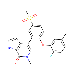 Cc1ccc(F)c(Oc2ccc(S(C)(=O)=O)cc2-c2cn(C)c(=O)c3[nH]ccc23)c1 ZINC000146339882