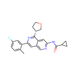 Cc1ccc(F)cc1-c1cc2cnc(NC(=O)C3CC3)cc2c([C@@H]2CCOC2)n1 ZINC000144369101