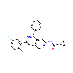 Cc1ccc(F)cc1-c1cc2cnc(NC(=O)C3CC3)cc2c(-c2ccccc2)n1 ZINC000144307704