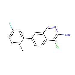 Cc1ccc(F)cc1-c1ccc2c(Cl)c(N)ncc2c1 ZINC000169699975