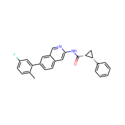 Cc1ccc(F)cc1-c1ccc2cc(NC(=O)[C@@H]3C[C@@H]3c3ccccc3)ncc2c1 ZINC000169700010