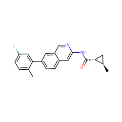 Cc1ccc(F)cc1-c1ccc2cc(NC(=O)[C@@H]3C[C@H]3C)ncc2c1 ZINC000144378213