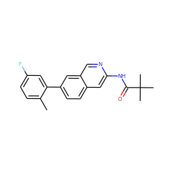 Cc1ccc(F)cc1-c1ccc2cc(NC(=O)C(C)(C)C)ncc2c1 ZINC000144402468