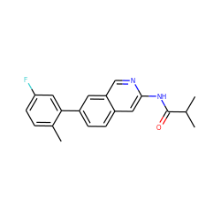 Cc1ccc(F)cc1-c1ccc2cc(NC(=O)C(C)C)ncc2c1 ZINC000169699949