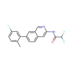 Cc1ccc(F)cc1-c1ccc2cc(NC(=O)C(F)F)ncc2c1 ZINC000144363090