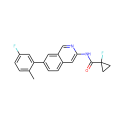 Cc1ccc(F)cc1-c1ccc2cc(NC(=O)C3(F)CC3)ncc2c1 ZINC000144260449