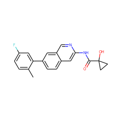 Cc1ccc(F)cc1-c1ccc2cc(NC(=O)C3(O)CC3)ncc2c1 ZINC000144362049