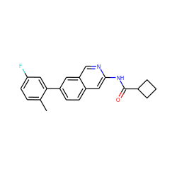 Cc1ccc(F)cc1-c1ccc2cc(NC(=O)C3CCC3)ncc2c1 ZINC000169699918