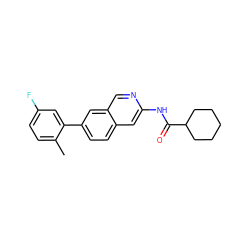 Cc1ccc(F)cc1-c1ccc2cc(NC(=O)C3CCCCC3)ncc2c1 ZINC000169699920