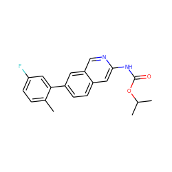 Cc1ccc(F)cc1-c1ccc2cc(NC(=O)OC(C)C)ncc2c1 ZINC000169700004