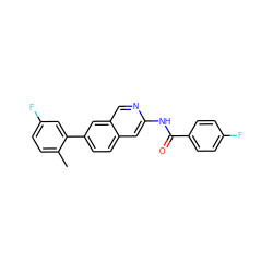 Cc1ccc(F)cc1-c1ccc2cc(NC(=O)c3ccc(F)cc3)ncc2c1 ZINC000144326210