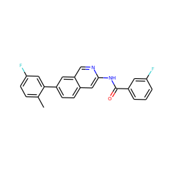 Cc1ccc(F)cc1-c1ccc2cc(NC(=O)c3cccc(F)c3)ncc2c1 ZINC000144357038