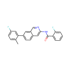 Cc1ccc(F)cc1-c1ccc2cc(NC(=O)c3ccccc3F)ncc2c1 ZINC000144373517