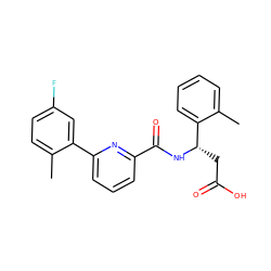 Cc1ccc(F)cc1-c1cccc(C(=O)N[C@@H](CC(=O)O)c2ccccc2C)n1 ZINC000203894358