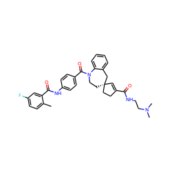 Cc1ccc(F)cc1C(=O)Nc1ccc(C(=O)N2CC[C@@]3(C=C(C(=O)NCCN(C)C)CC3)Cc3ccccc32)cc1 ZINC000026840447