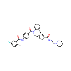 Cc1ccc(F)cc1C(=O)Nc1ccc(C(=O)N2CC[C@]3(C=C(C(=O)NCCN4CCCCC4)CC3)Cc3ccccc32)cc1 ZINC000026835809