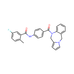 Cc1ccc(F)cc1C(=O)Nc1ccc(C(=O)N2Cc3cccn3Cc3ccccc32)cc1 ZINC000003817096