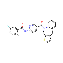 Cc1ccc(F)cc1C(=O)Nc1ccc(C(=O)N2Cc3sccc3Cc3ccccc32)cn1 ZINC000029464709