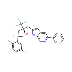 Cc1ccc(F)cc1C(C)(C)C[C@@](O)(Cc1cc2cc(-c3ccccc3)ncc2[nH]1)C(F)(F)F ZINC000165348128