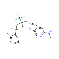 Cc1ccc(F)cc1C(C)(C)C[C@](O)(Cc1cc2cc(N(C)C)ncc2[nH]1)C(F)(F)F ZINC000168929101