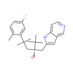 Cc1ccc(F)cc1C(C)(C)C[C@](O)(Cc1cc2cnccc2[nH]1)C(C)(C)C ZINC000113502258