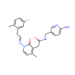 Cc1ccc(F)cc1C/C=N/n1ccc(C)c(CC(=O)NCc2ccc(N)nc2)c1=O ZINC000029040406