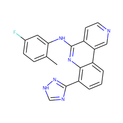 Cc1ccc(F)cc1Nc1nc2c(-c3nc[nH]n3)cccc2c2cnccc12 ZINC000073159081