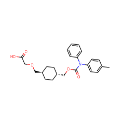 Cc1ccc(N(C(=O)OC[C@H]2CC[C@H](COCC(=O)O)CC2)c2ccccc2)cc1 ZINC000168627647