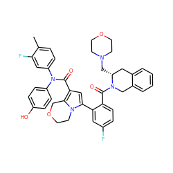 Cc1ccc(N(C(=O)c2cc(-c3cc(F)ccc3C(=O)N3Cc4ccccc4C[C@H]3CN3CCOCC3)n3c2COCC3)c2ccc(O)cc2)cc1F ZINC001772629453