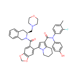 Cc1ccc(N(C(=O)c2cc(-c3cc4c(cc3C(=O)N3Cc5ccccc5C[C@H]3CN3CCOCC3)OCO4)n3c2CCCC3)c2ccc(O)cc2)cc1F ZINC000205578002