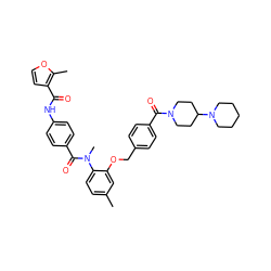 Cc1ccc(N(C)C(=O)c2ccc(NC(=O)c3ccoc3C)cc2)c(OCc2ccc(C(=O)N3CCC(N4CCCCC4)CC3)cc2)c1 ZINC000026392793