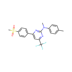 Cc1ccc(N(C)c2nc(-c3ccc(S(C)(=O)=O)cc3)cc(C(F)(F)F)n2)cc1 ZINC000043013545