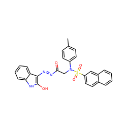 Cc1ccc(N(CC(=O)/N=N/c2c(O)[nH]c3ccccc23)S(=O)(=O)c2ccc3ccccc3c2)cc1 ZINC000013677350