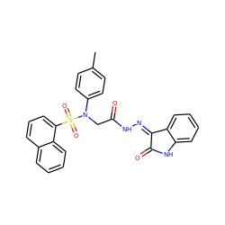 Cc1ccc(N(CC(=O)N/N=C2\C(=O)Nc3ccccc32)S(=O)(=O)c2cccc3ccccc23)cc1 ZINC000013677348