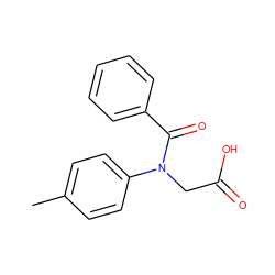 Cc1ccc(N(CC(=O)O)C(=O)c2ccccc2)cc1 ZINC000000595659