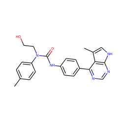 Cc1ccc(N(CCO)C(=O)Nc2ccc(-c3ncnc4[nH]cc(C)c34)cc2)cc1 ZINC000299866355